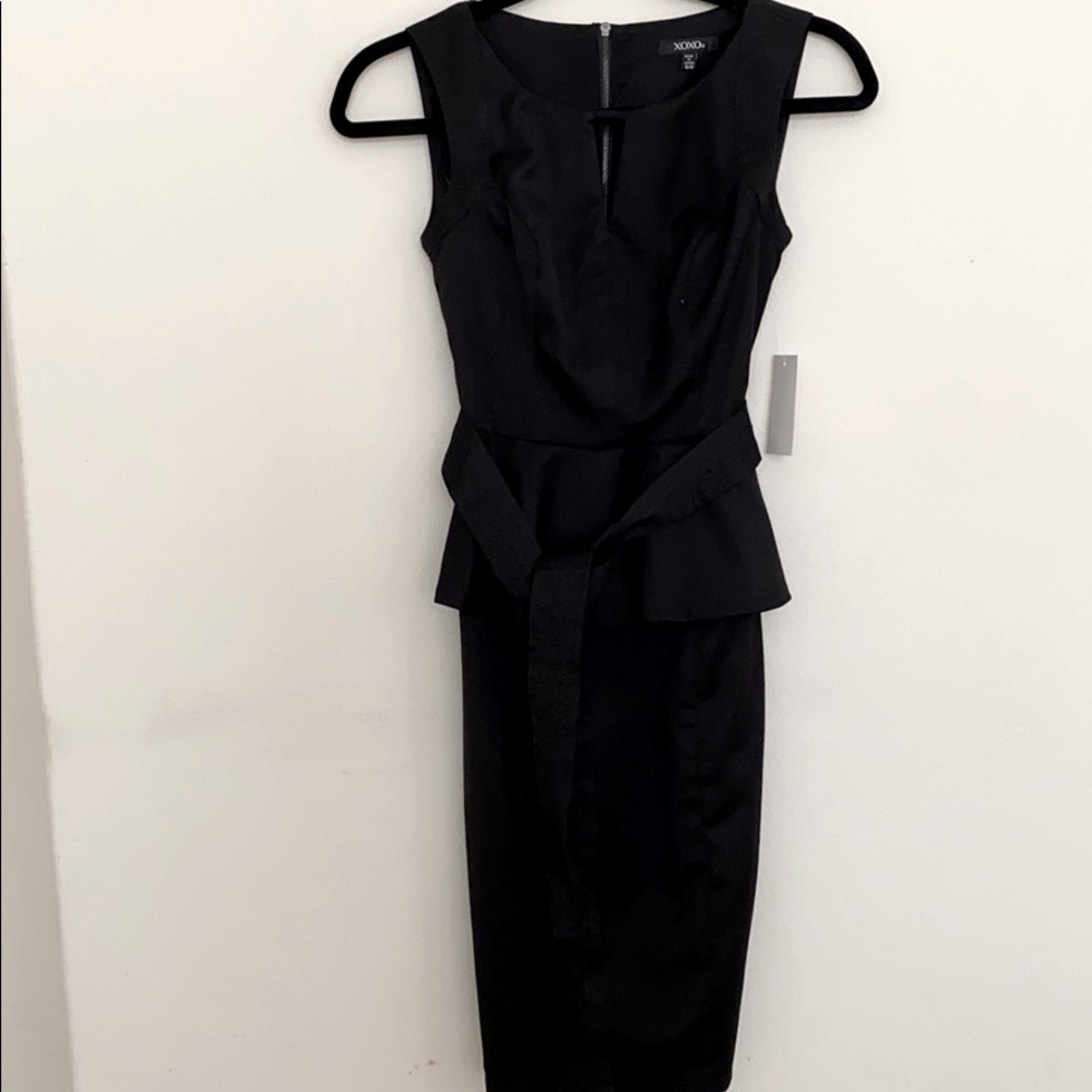 Black peplum tank dress
